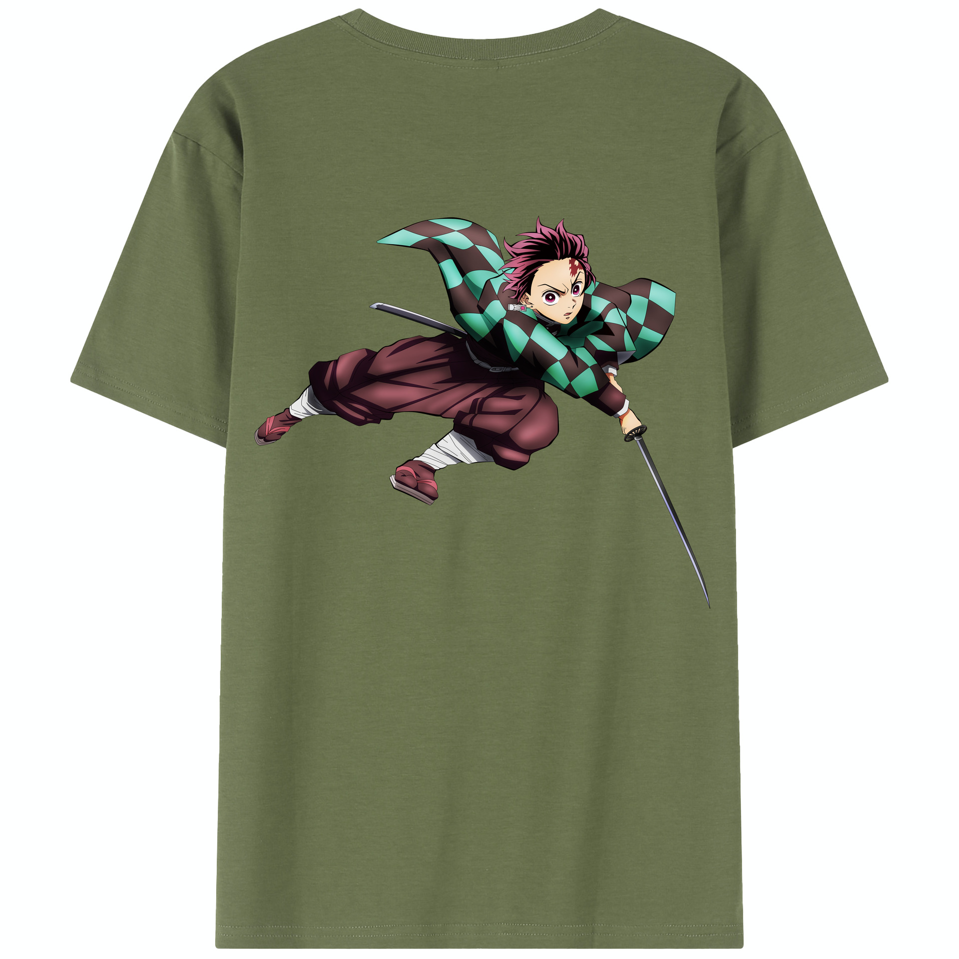（画像用） 鬼滅の刃 竈門 炭治郎／かまど たんじろう Kamado Tanjirou 綿100％半袖Tシャツ（背面プリント）